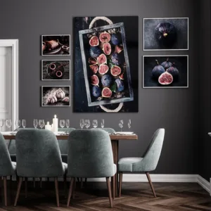 Food Kitchen Poster Wall Art Canvas Print Cake Fig Garlic Flower Tea Painting Decorative Pictures Modern Dining Room Decoration