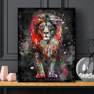 Frameless Colorful Lion Animal Abstract Painting Modern Wall Art