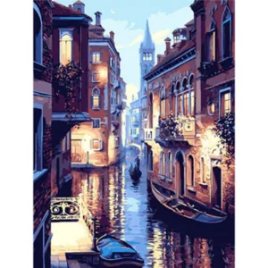 Frameless Venice Night Landscape DIY Digital Oil Painting By Numbers Europe Abstract Canvas Painting For Living Room Wall Art