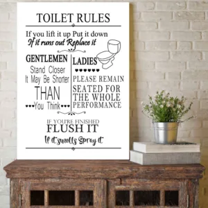Funny Bathroom Rules Sign Canvas Painting Wall Art Toilet Rules Print Painting Nordic Poster Print Wall Pictures For Bathroom