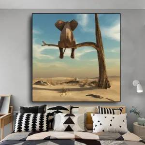 Funny Elephant on Tree Modern Minimalist Canvas Painting Wall Art Pictures Nordic Posters and Prints Home Decor Kids Room Decor
