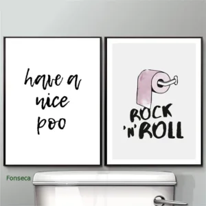 Funny Toilet Letter Poster Rock and Roll Minimalist Bathroom Canvas Painting Have A Nice Poo Quote Wall Art WC Sign Home Decor