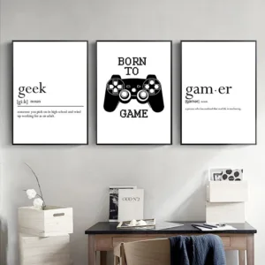 Game Print Painting Quotes Posters And Prints Black And White Canvas Posters Nursery Poster Print Wall Pictures For Boys Bedroom