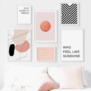 Geometric Line Round Motivational Quotes Wall Art Canvas Painting Nordic Posters And Prints Wall Pictures For Living Room Decor