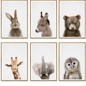Giraffe Bunny Elephant Canvas Child Poster Nursery Wall Art Picture Print Forest Animal Painting Nordic Kid Baby Bedroom Decor