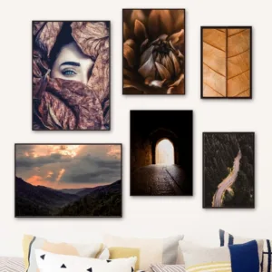 Girl Dry Leaf Flower Tunnel Forest Road Wall Art Canvas Painting Nordic Posters And Prints Wall Pictures For Living Room Decor