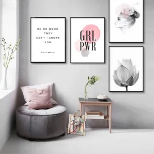 Girl Power Confident Quotes Wall Art Canvas Poster Minimalist Print Black White Women Figure Painting Picture Living Room Decor
