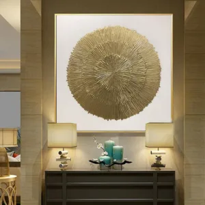 Gold Leaf Painting Sunberst Wall Decor Large Wall Art Gold Wall Decor Texture Wall Art,Over the Bed Decor Original Painting