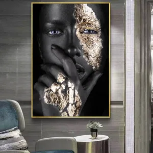 Gold & Black African Women Wall Art Canvas Print for Living Room