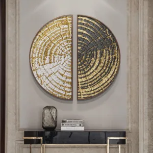Gold foil modern luxury Porch decorative painting Round painting Creative abstract home semicircular mural wall decoration