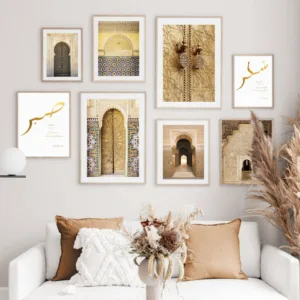 Golden Morocco Door Life Quotes Landscape Wall Art Canvas Painting Nordic Posters And Prints Wall Pictures For Living Room Decor