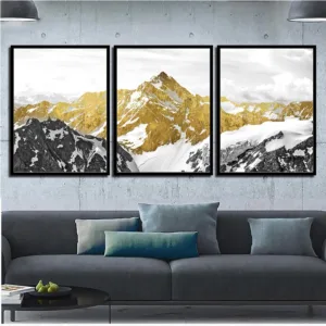 Golden Mountain Landscape Abstract Wall Art Picture Canvas Painting Poster Print Wall Art Pictures Living Room Decoration