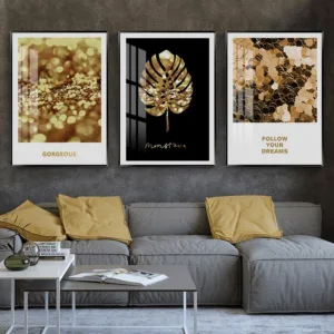 Golden leaf abstract canvas painting wall picture for living room Minimalism paintings on the wall decoration picture home decor