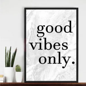 Good Vibes Only Canvas Painting Black and White Quotes Wall Art Posters and Print Nursery Pictures for Living Room Home Decor