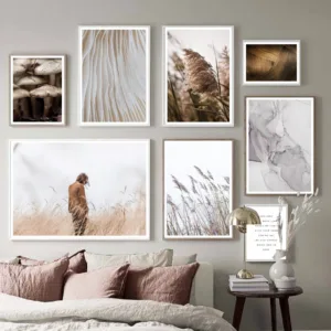 Grass Reed Plant Leaf mushroom Quote Nordic Posters And Prints Wall Art Canvas Painting Wall Pictures For Living Room Home Decor