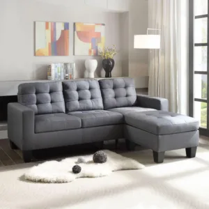 Gray Linen Modular Sofa L-shaped Home Living Room Furniture Couches Set Prefabricated House USA Warehouse