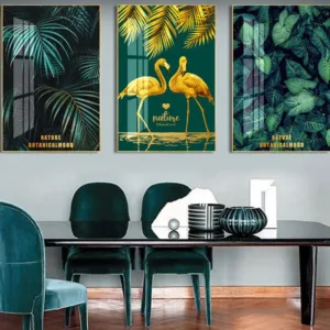 Green And Gold Pineapple Monstera Plant Painting Large Leaf Poster Print Wall Art For Living Room Aisle Unique Modern Decoration