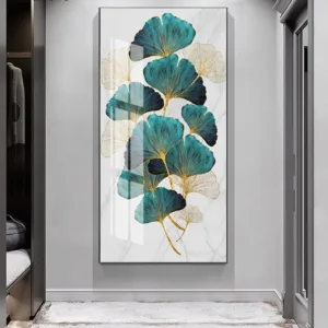 Green Golden Plant Leaf Abstract Poster Nordic Canvas Print Wall Art Painting Modern Picture Living Room Entrance Decoration