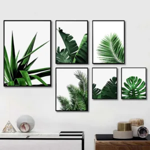 Green Leaves Wall Art Canvas Painting Monstera Palm Banana Posters and Prints Decorative Modern Picture Living Room Home Decor