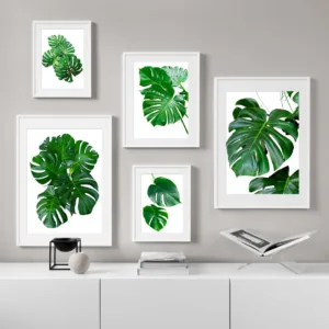 Green Pure plant Monstera Leaves Wall Art Print Canvas Painting Nordic Canvas Posters And Prints Wall Pictures For Living Room