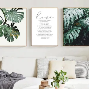 Green Tropical Palm Plant Leaves Wall Art Canvas Posters Quotes Prints Nordic Painting Picture for Living Room Home Decoration