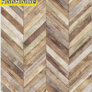 HaoHome 3m Handpainting Peel and Stick Wallpaper Herringbone Wood Panel Self-Adhesive Prepasted Wallpaper Wall Mural