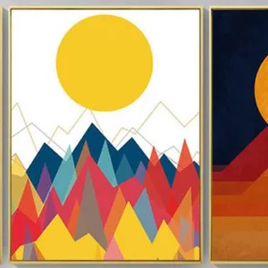 Color Abstract Mountain Palette Sun Landscape Art Poster Picture Nordic Poster Home Decor Canvas Painting For Living Room