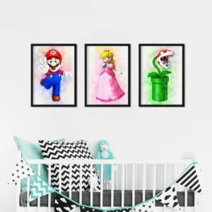 HD Cartoon anime game Mario poster hight quality canvas painting hight quality home Decor Nursery Kids Room living room No Frame