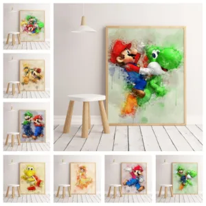 HD Mario watercolor poster Home decoration hight quality canvas painting hight quality home Decor Nursery Kids Room No Frame 167