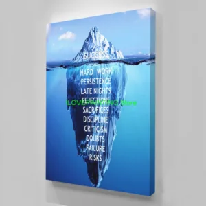 HD Printed 1 piece Canvas Inspirational success Quote Poster Ice Mountain Underwater Painting Motivational Quote