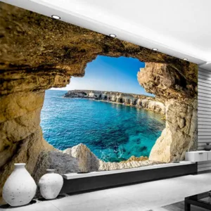 Photo Wallpaper Modern Simple Cave Seascape Nature Mural Living Room Bedroom Interior Decor Wallpaper Space Expansion 3D Poster