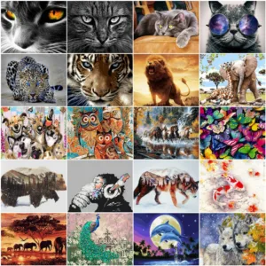 HUACAN Animals Painting By Numbers For Adults Paints By Number Canvas Painting Kits Pictures DIY Gift Home Decoration Gift