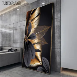Black Golden Plant Leaf Canvas Poster Print Modern Home Decor Abstract Wall Art Painting Nordic Living Room Decoration Picture