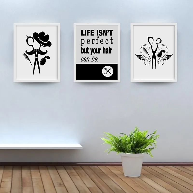 Hairstylist Logo Hairdresser Canvas Art Prints and Poster , Funny Hair Salon Canvas Painting Wall Picture Barber Shop Wall Decor