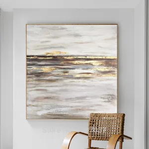 Hand Painted Large Abstract Painting Gold and Brown oil Painting On Canvas For Living Room Huge modern Art Painting for decor