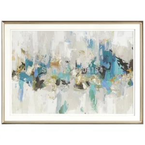 Hand painted Abstract Gold and blue black Oil Paintings colorful Modern Painting art for Living Room home Decor