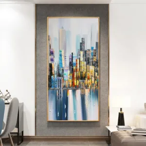 Hand-painted Oil Painting Abstract Landscape Paintings Urban Architecture Modern Minimalist Restaurant Entrance Living Room Deco