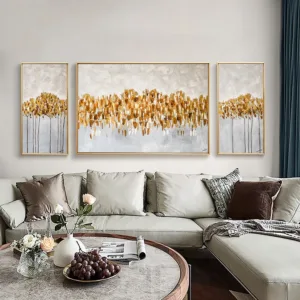 Hand-painted Oil Painting Modern Minimalist Living Room Wall Triple Decorative Painting Paintings Extravagant Light