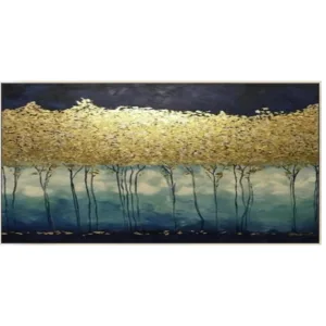 Hand paintedNordic canvas painting quadro gold blue painting texture abstract flowers painting wall art pictures for living room