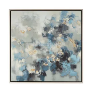 Handmade Abstract Black Blue Gold Oil Painting on Canvas Wall Art Pictures for living Room Home Decor