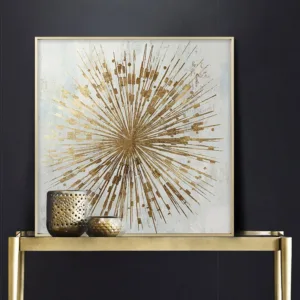 Handmade Abstract Painting Canvas Art Gold Leaf Painting Large Wall Art Oversize Gold Texture Painting Modern Room Decor