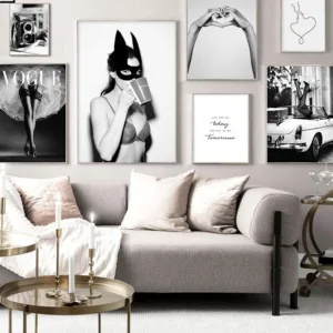 Hands in Heart Fashion Girl Poster Black White Canvas Print Wall Art Painting Minimalist Artwork Picture Modern Home Decoration
