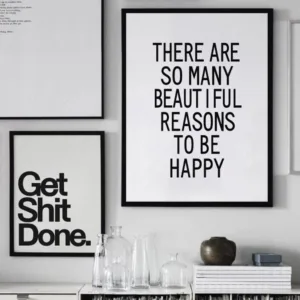 Happy Quote Canvas Painting Wall Art Print For Home Living Room Bedroom Modern Decoration