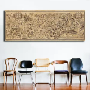 Harries Magic world Map Poster Potteres Vintage Canvas Painting  Prints Modular Wall Art HD Picture for Reading Room Home Decor