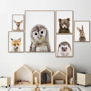 Hedgehog Owl Woodland Baby Animal Wall Art Nursery Canvas Posters Baby Room Decorative Print Painting Pictures Home Decor