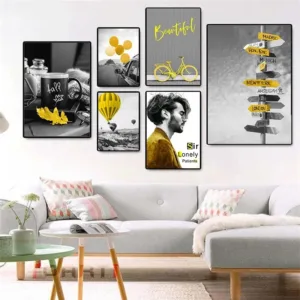 Black and Yellow Scenery Art Print Photograph Landscape Poster Picture Decor Nordic Canvas Painting Wall Art for Living Room