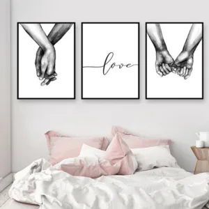 Love Poster Couple Holding Hands Painting Black And White Wall Art Canvas Minimalist Print Nordic Wall Pictures For Living Room