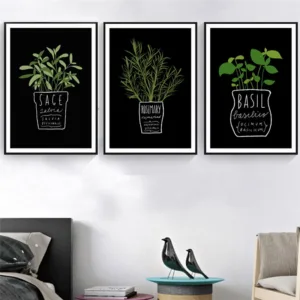 Home Decor Kitchen Office Wall Potted Plant And Letters A4 Printed Canvas Painting Art Printed Nordic Style Fashion Posters