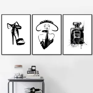 Home Decor Lipstick Canvas Wall Art High Heels Painting Perfume Bottle Pictures Vogue Printing Nordic Modular Poster For Bedroom