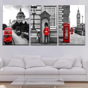Home Decor Modular Poster Pictures Abstract City London Street Landscape Wall Art 3 Pcs Canvas Painting Printed For Living Room